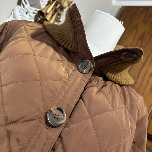 Vtg Brown Quilted Button Up Lightweight Bomber Puffer Jacket Size Large - Picture 2 of 10